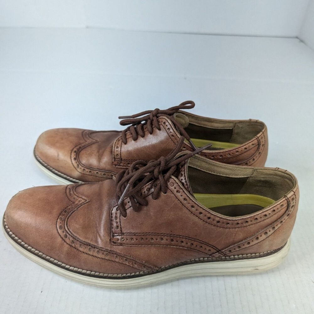 Cole Haan Wing‎ Tip Oxford Shoes Men's 9 Cognac Grande OS C20778 Comfort Soles